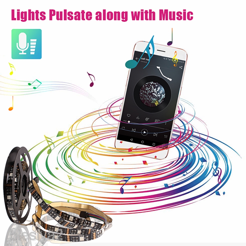 Bluetooth Control RGB LED Strip Light USB Car Lights TV Back Lamp 0.5m