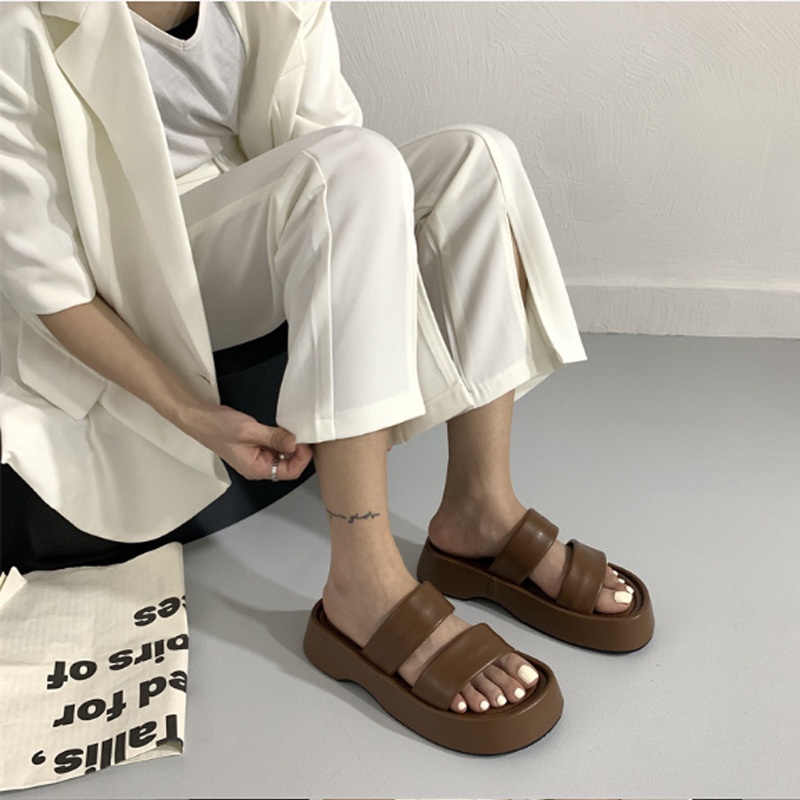 Dép Sandal Đế Dày 3Cm Hở Ngón Chất Da Cao Cấp Dép Ulzzang Thời Trang Bốn Mùa 2022 DD01-Molita