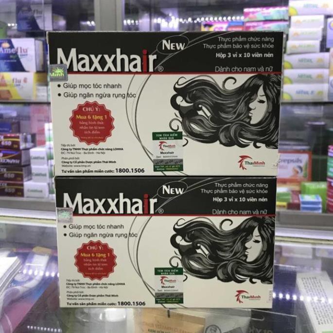 [MUA 6 TẶNG 1] - Maxxhair New Chính Hãng Ngăn Rụng Tóc - Tóc Bóng Mượt (Hộp 30 VIên)