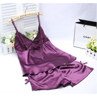 Bộ Đồ Ngủ Nữ Phi Lụa 2 Dây Phối Ren CDAN07