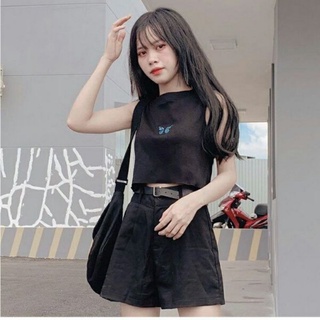 Áo croptop thêu bướm