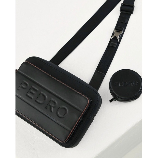 Set túi đeo chéo Nam Pedro kèm ví tròn hàng đẹp căng đét chuẩn Au size 25