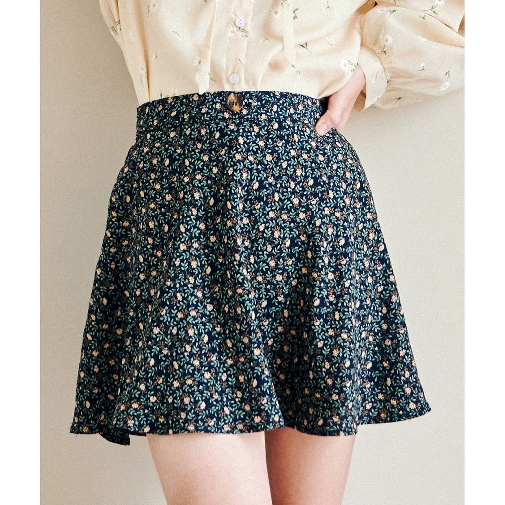 BLEUBIRD Chân váy ngắn hoa nhí dáng xoè LITI SKIRT