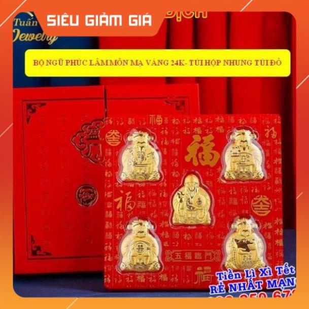 ⚡LOẠI 1⚡Bộ 5 Ông Thần Tài Ngũ Phúc Lâm Môn Vàng 24k Cao Cấp, Quà Tết Sang Trọng Và Đẳng Cấp, Tặng Hộp Nhưng Túi Đỏ Xịn