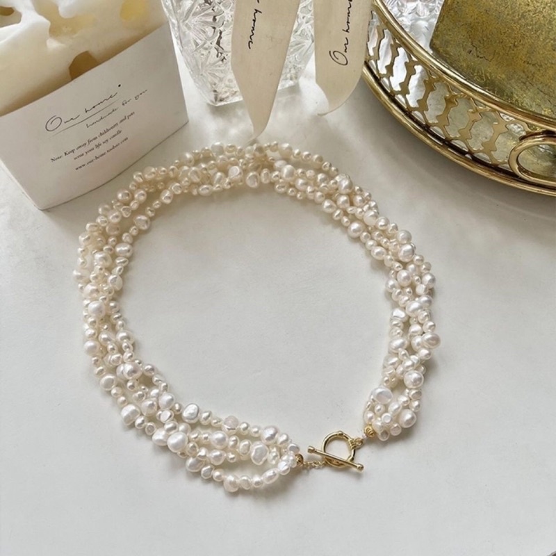 Vòng cổ choker ngọc trai nhân tạo 6ly khóa OT