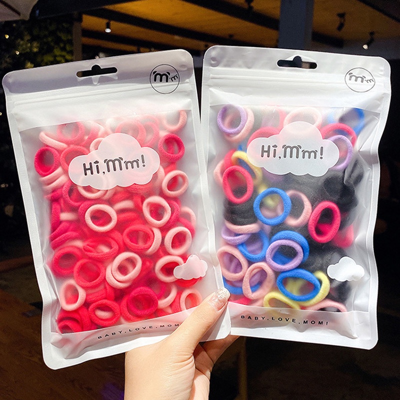 Set 50 dây buộc tóc mềm co giãn nhiều màu sắc cho bé gái