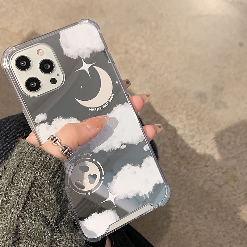 Ốp Lưng TPU TráNg Gương HìNh ĐáM Mây Cho iPhone 14 13 12 11 Pro Max Xs XR X Xs Max 8 7 Plus