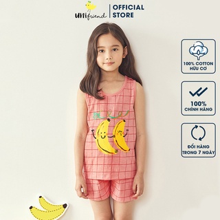 Đồ bộ ba lỗ quần áo thun cotton mịn mặc nhà mùa hè cho bé gái Unifriend Hàn Quốc U4005