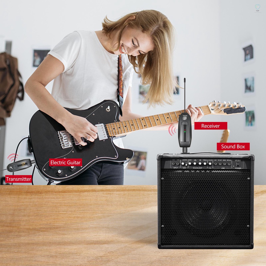 Bộ Thu Phát Không Dây UHF 6.35mm Tiêu Chuẩn Cho Đàn Guitar Điện/Bass/Bass