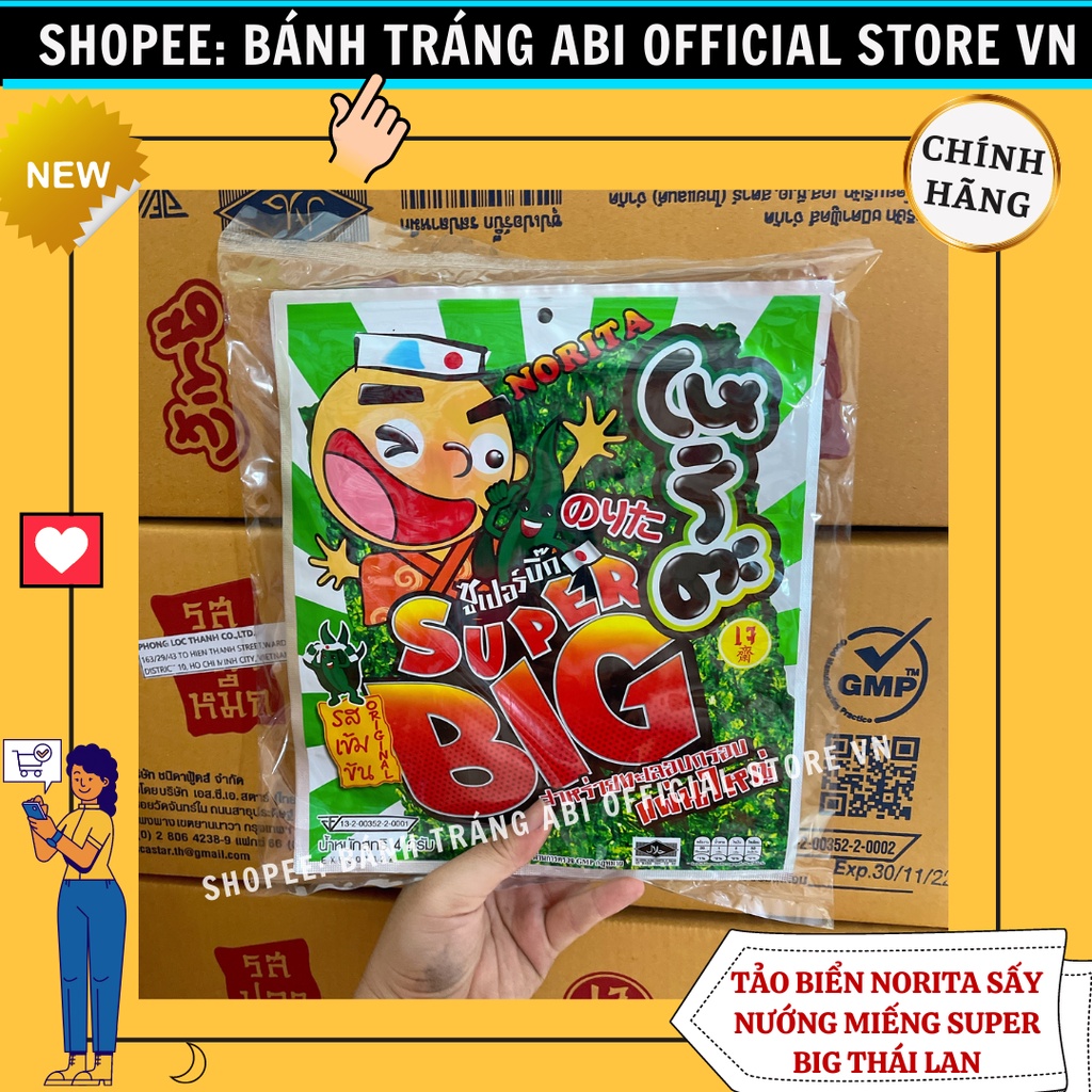 Snack Gói Miếng Rong Tảo Biển Norita Super Big Miếng Thái Lan ngon khó cưỡng