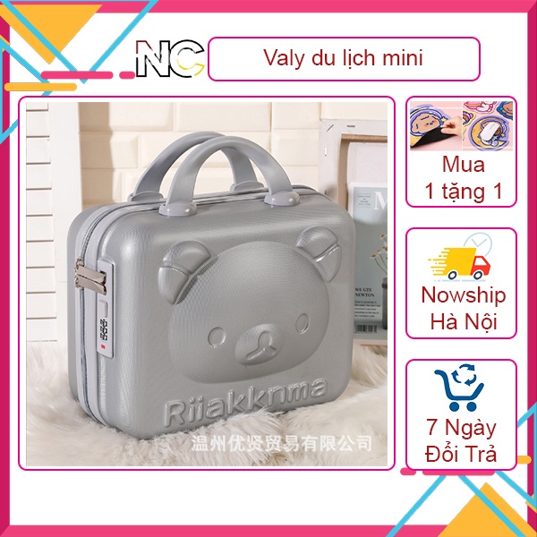 Valy du lịch mini hình Gấu dễ thương, cốp đựng đồ trang điểm tiện lợi