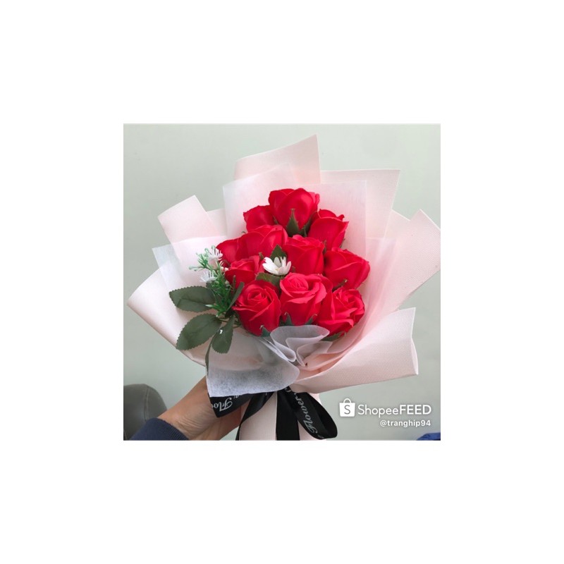 Bó hoa hồng sáp kèm túi xách