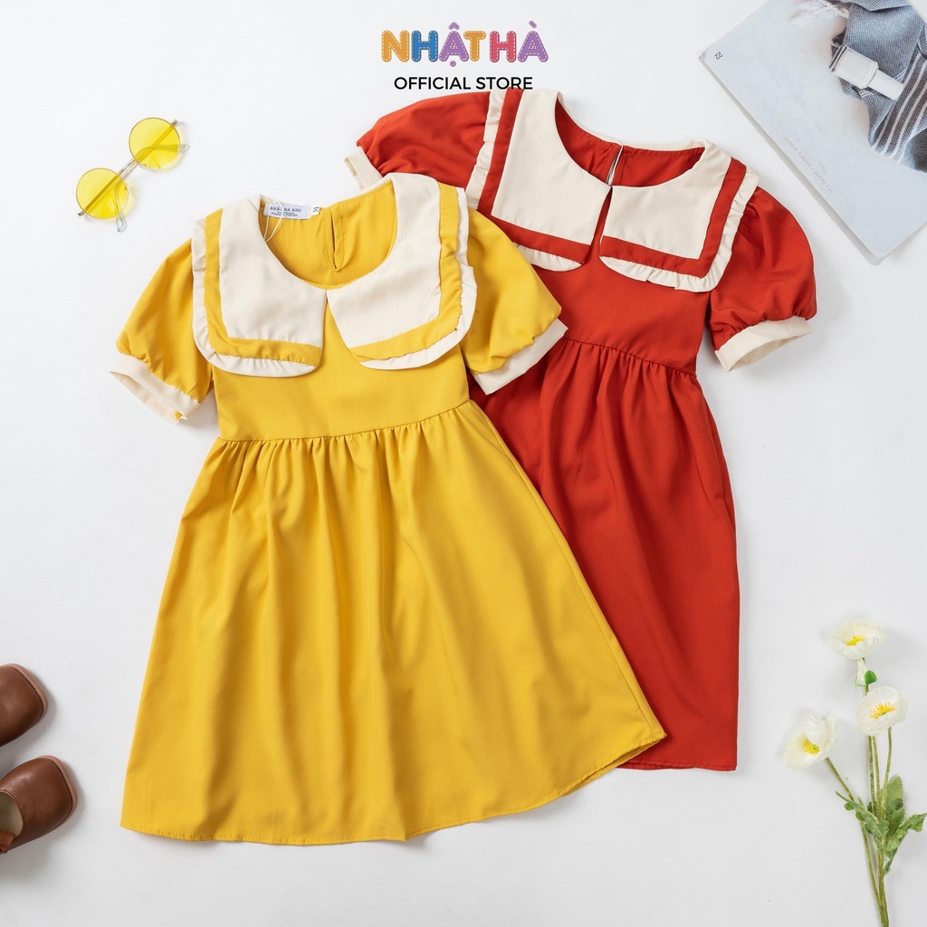 Váy Bé Gái NHẬT HÀ Cổ Thủy Thủ Chất Lụa Cực Mát Mùa Hè Đi Học Đi Chơi Size Đại Từ 12-43kg
