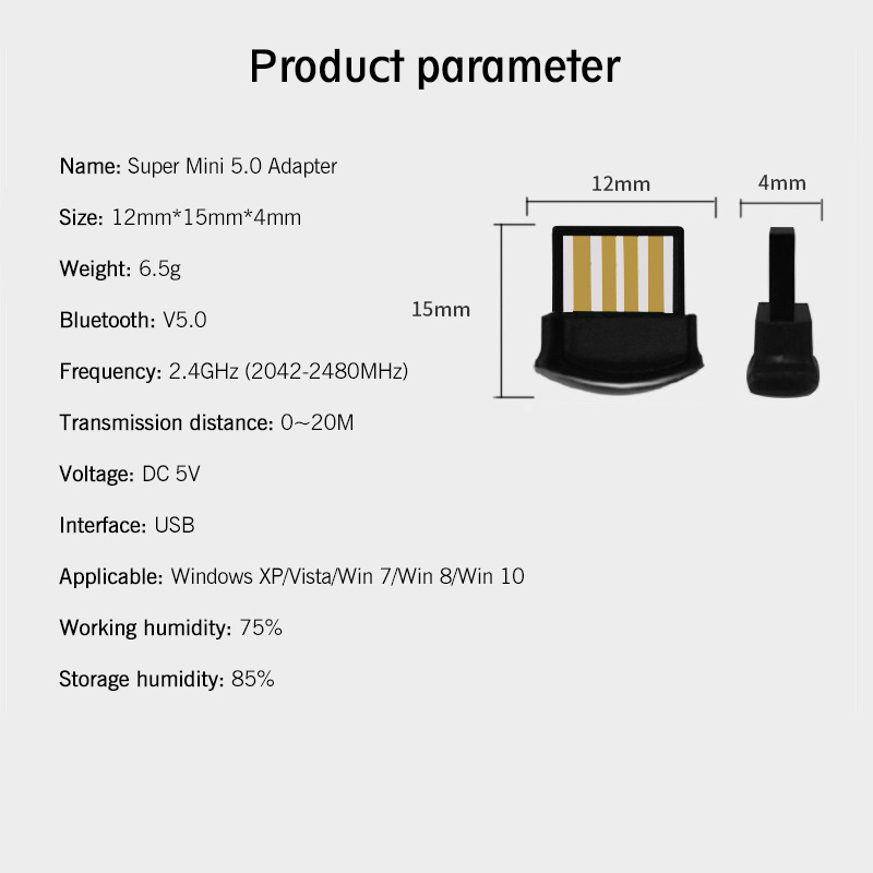 Hdoorlink Usb Nhận Tín Hiệu Bluetooth 5.0 Mini Chuyển File Âm Thanh Cho Máy Tính / Laptop