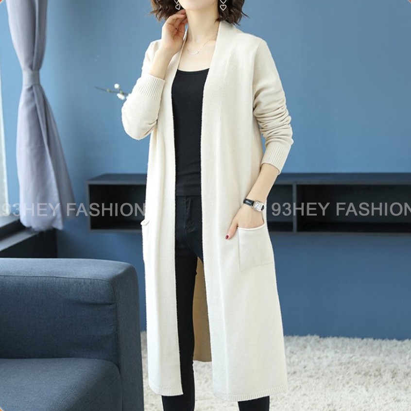 Áo Khoác Len Cadigan Nữ Dáng Dài Có Túi Xẻ Sau Hàng Quảng Châu 93HEY ALC01 | BigBuy360 - bigbuy360.vn