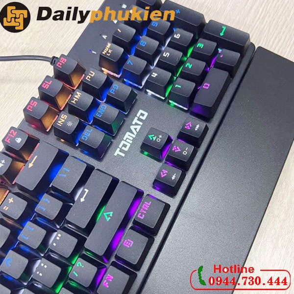 Bàn phím cơ Tomato S260 chống nước + tặng kèm kê tay, phím cơ mix màu