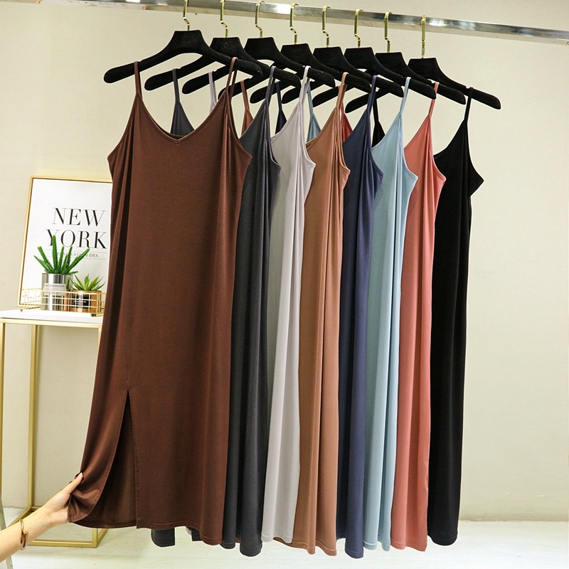 Đầm Dài Cổ Chữ V Xẻ Tà Thời Trang Xuân Hè Phong Cách Hàn Quốc Cho Nữ