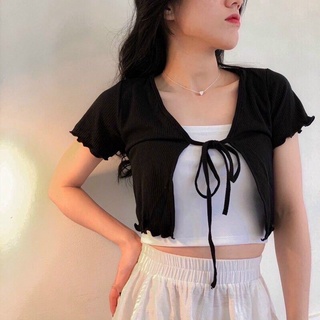 sét áo ống + áo khoác tay ngắn cột nơ
