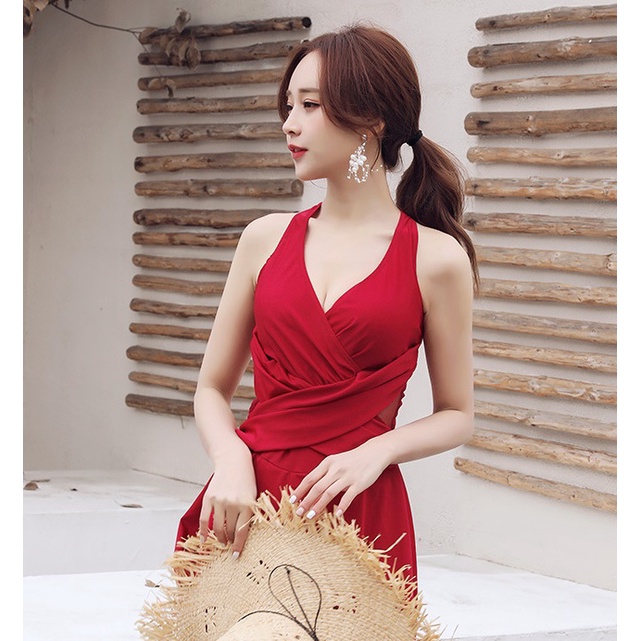 Bộ đồ bơi nữ liền dáng váy thun lạnh đẹp đệm dày tôn eo tôn dáng