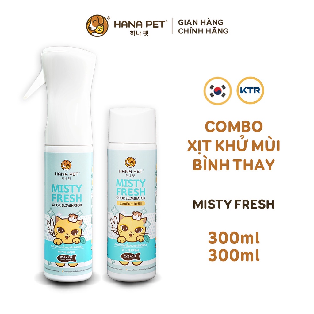 Combo xịt khử mùi cho chó mèo Misty Fresh và lõi thay thế - Hana Pet Việt Nam
