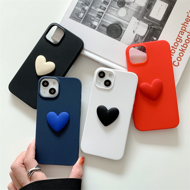 Ốp điện thoại TPU mềm mặt nhám màu kẹo hình trái tim đơn giản cho Xiaomi Redmi Note 11 10 11T Pro Poco M3 M4 Pro 5G
