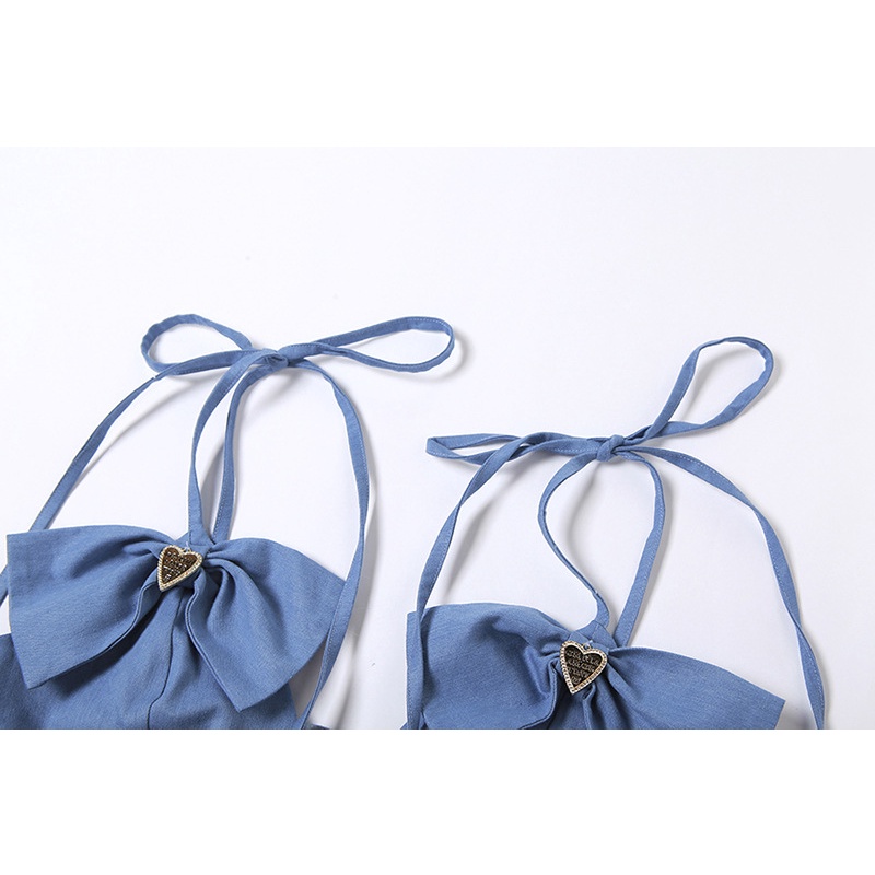 Áo Hai Dây Denim Cổ Chữ V Thắt Nút Thời Trang Cho Nữ