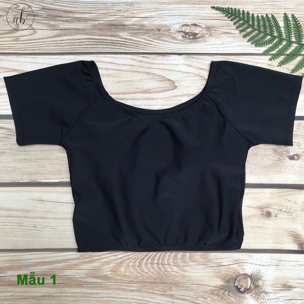 Áo bơi nữ lẻ ngắn tay, croptop,  Mẫu 1-6 (Freesize 40 - 60kg)