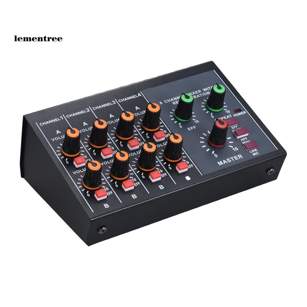 ✡WYB✡Portable Digital 8-Channel Stereo Sound Mixing Console Reverb Effect Audio Mixer bàn tính