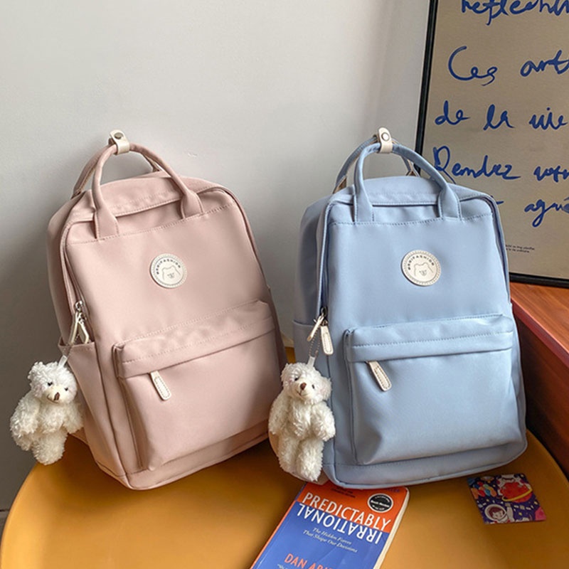 Ba lô nylon YADOU màu trơn sức chứa lớn đơn giản thời trang cho nữ sinh trung học/du lịch