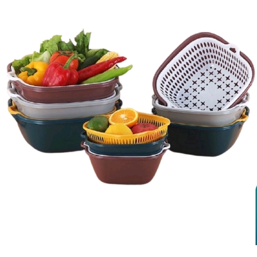 Combo 6 món rổ nhựa ráo nước,  nhựa kèm chậu, 6 món 5 lớp bền bỉ chắc chắn,tiện dụng