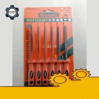 Bộ giũa mini 6 chi tiết 3 mm x 140 mm asaki ak-3898