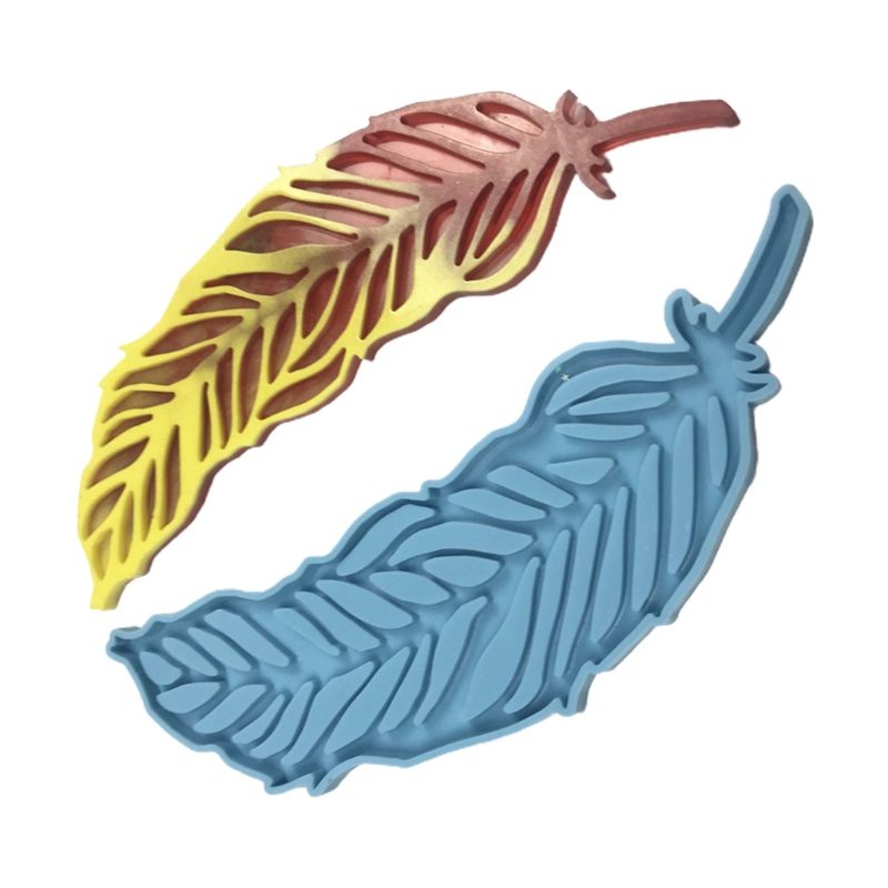 Bộ 2 Khuôn Silicone Hình Trái Tim / Lông Vũ Dùng Làm Đồ Trang Trí DIY