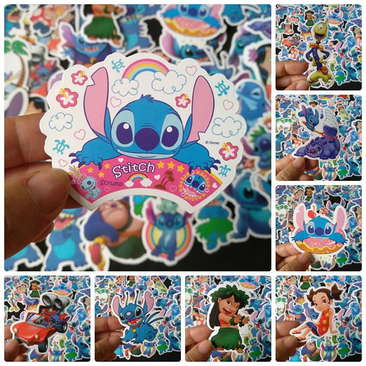 Bộ Sticker dán cao cấp chủ đề STITCH - Dùng dán Xe, dán mũ bảo hiểm, dán Laptop...