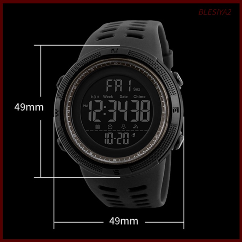 [BLESIYA2] 1251 Men's Digital Sports Watch Waterproof Stopwatch Countdown Auto Date Alarm