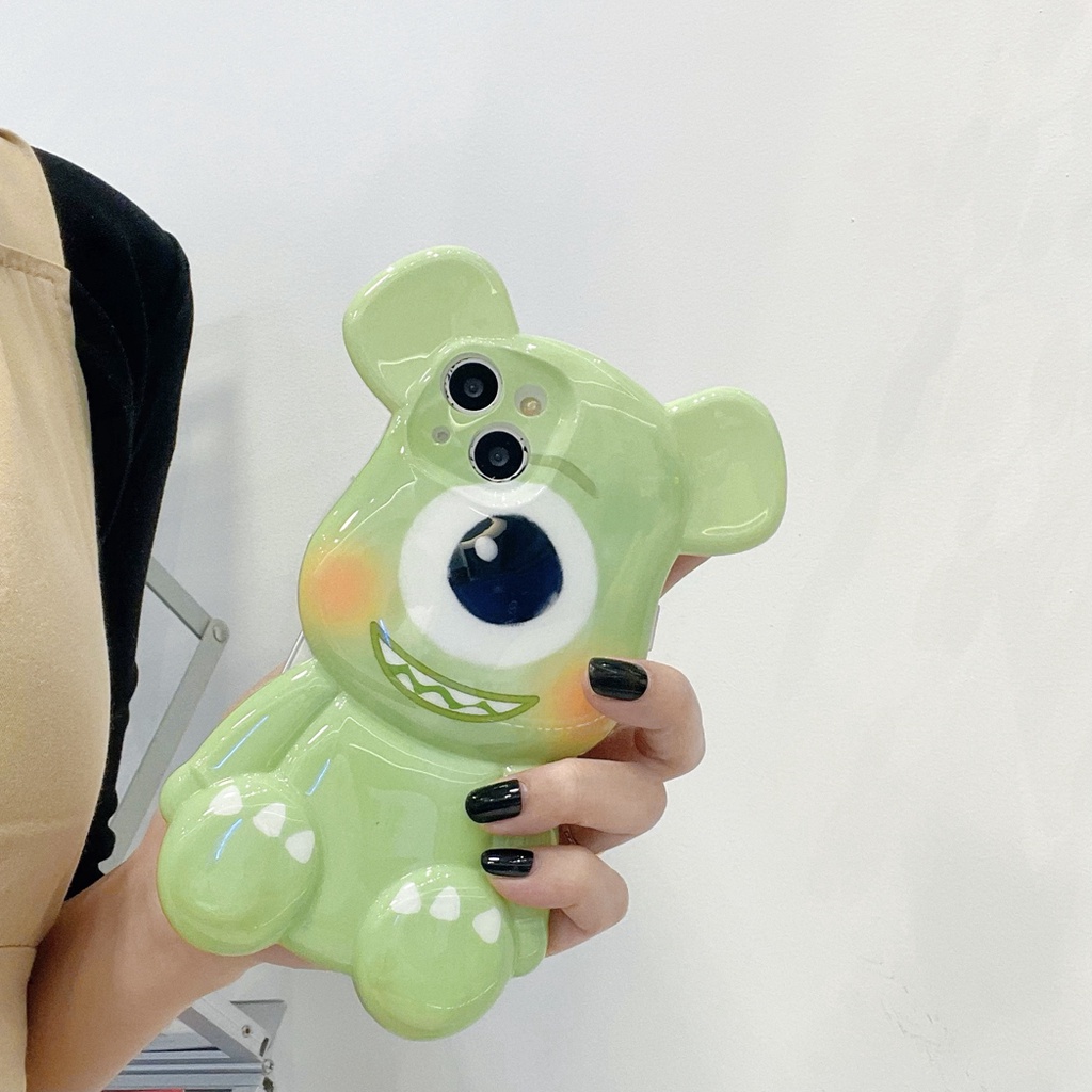 Ốp Điện Thoại Màu Xanh Lá Họa Tiết Hoạt Hình 3d Cho iPhone X XS XR XS max 11 11 pro max 1212 pro max