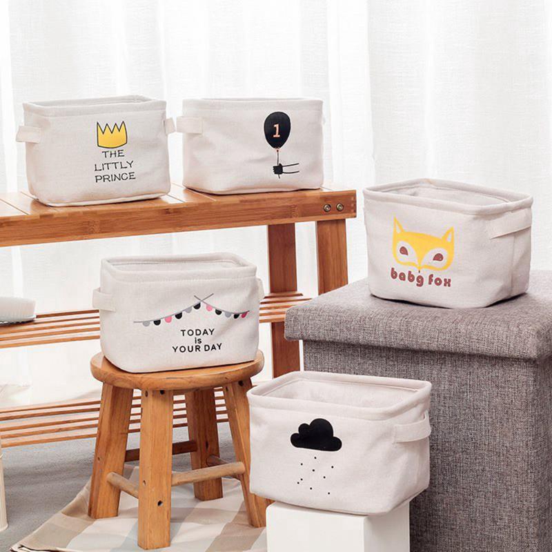Sundries Organizer Cartoon Cosmetic Case Toy Barrel Box Cloth Storage Basket