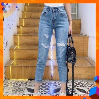 [30~32] 4 Mẫu Quần Baggy Cotton, Boyfriend Rách Nhẹ Cá Tính - Không Co Giãn, Form Rộng