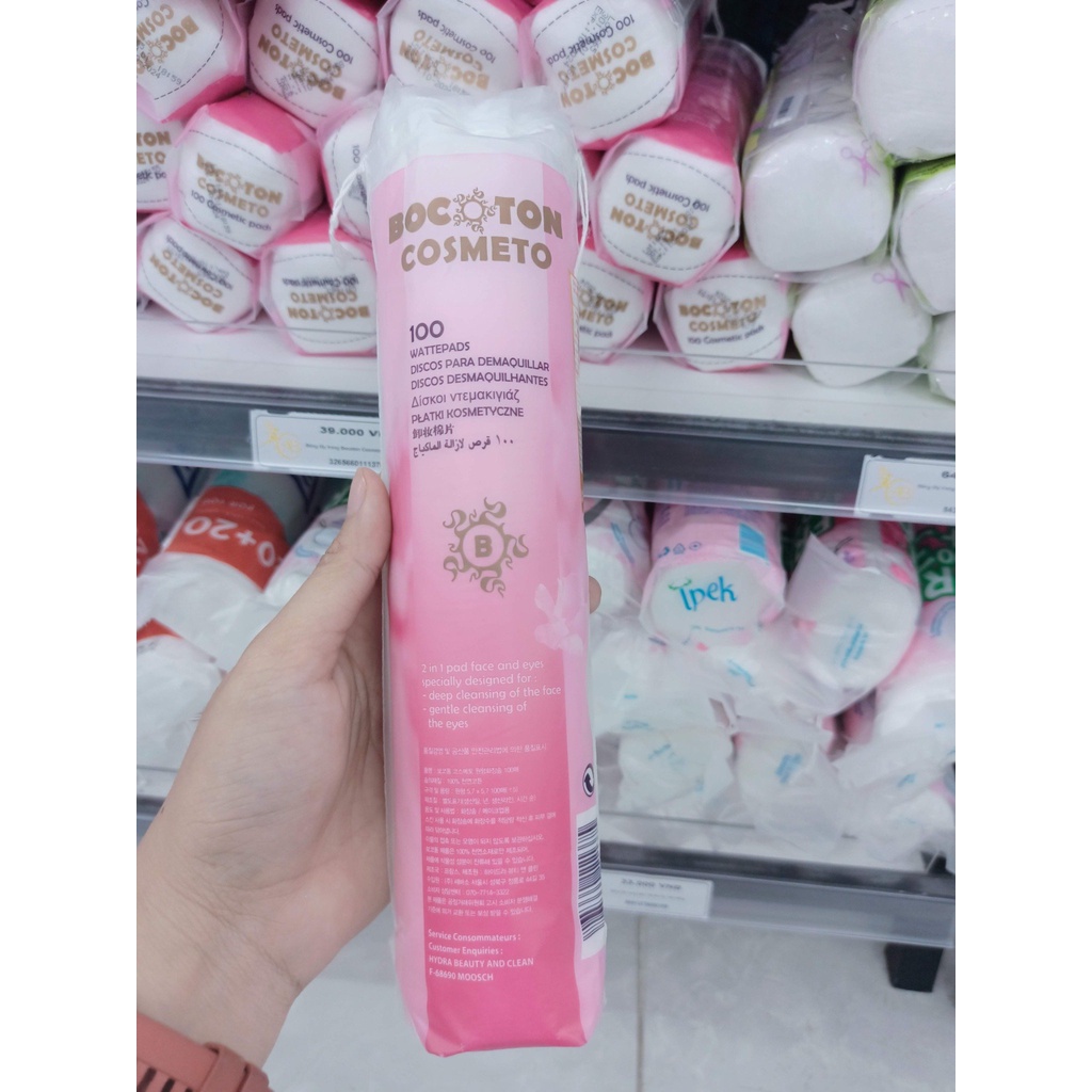 Combo 5 Bông tẩy trang Bocoton Cosmeto hồng