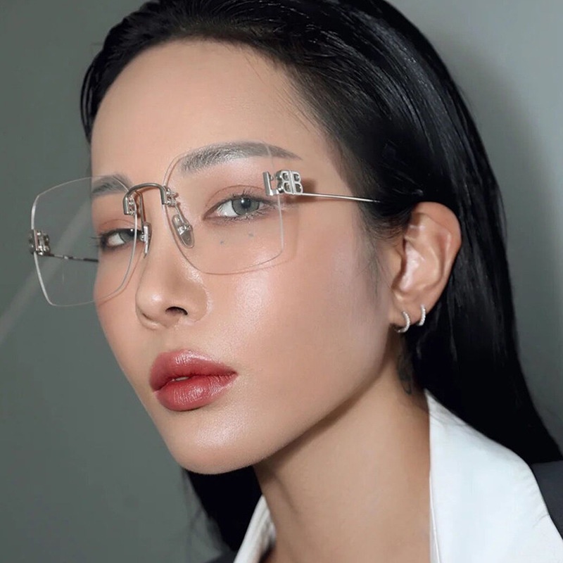 Mắt Kính Gọng Vuông Cỡ Lớn Bằng Kim Loại Chống Ánh Sáng Xanh Phong Cách Hàn Quốc Thời Trang Cho Nam Và Nữ