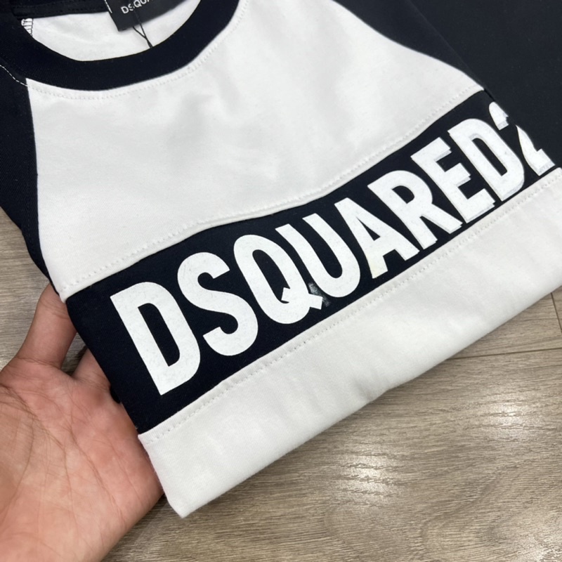 Áo Phông Cổ Tròn In DSQ 2 Phối Màu Trắng Đen AP249