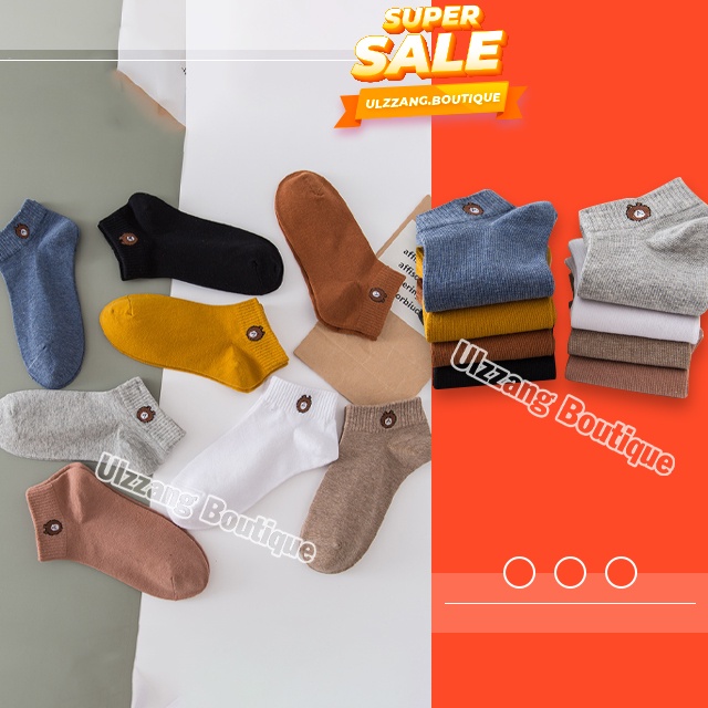 Combo 10 đôi tất vớ gấu cổ ngắn họa tiết Hàn Quốc đẹp có ảnh thật