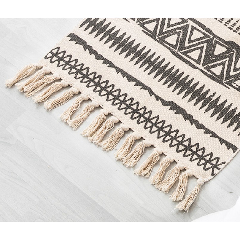 Thảm chùi chân tua rua decor phòng phong cách vintage 60x90cm màu đẹp