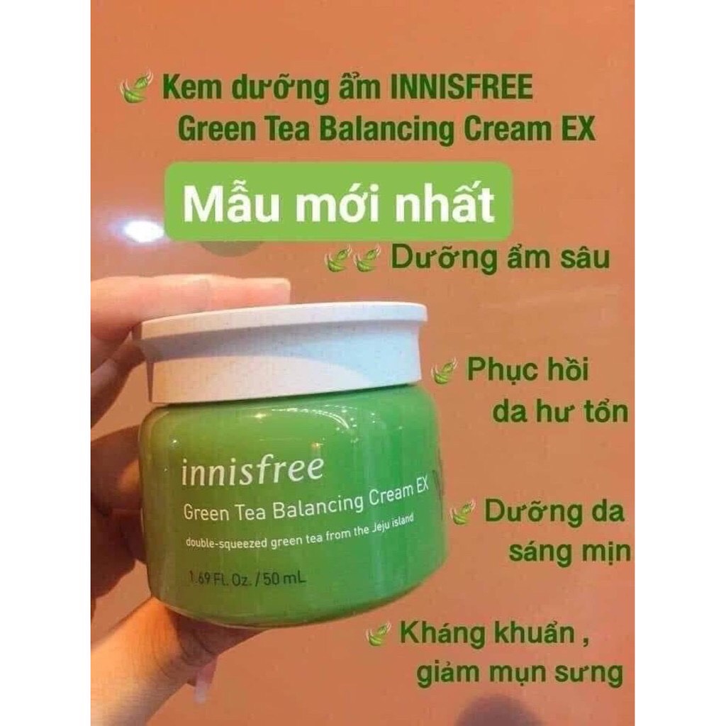 Kem dưỡng ẩm Innisfree Green Tea, Kem dưỡng ẩm da hàng chuẩn Mỹ phẩm Hàn Quốc (Auth)