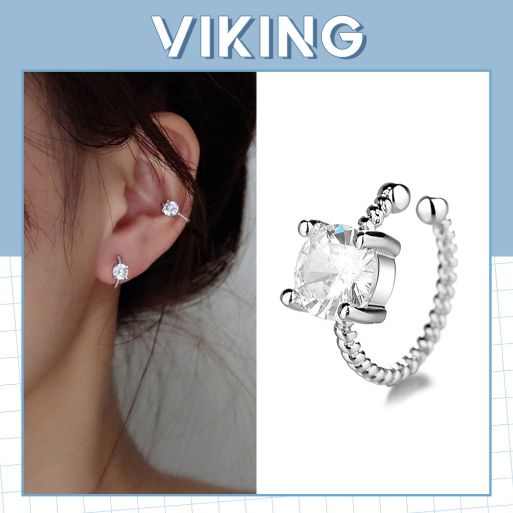 Khuyên Tai Bông Tai Nữ Kẹp Vành Tai Đính Đá Không Cần Xỏ Lỗ EC07