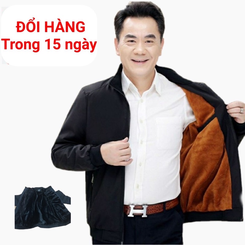 Áo phao nam trung tuổi lót lông có túi ngực siêu ấm