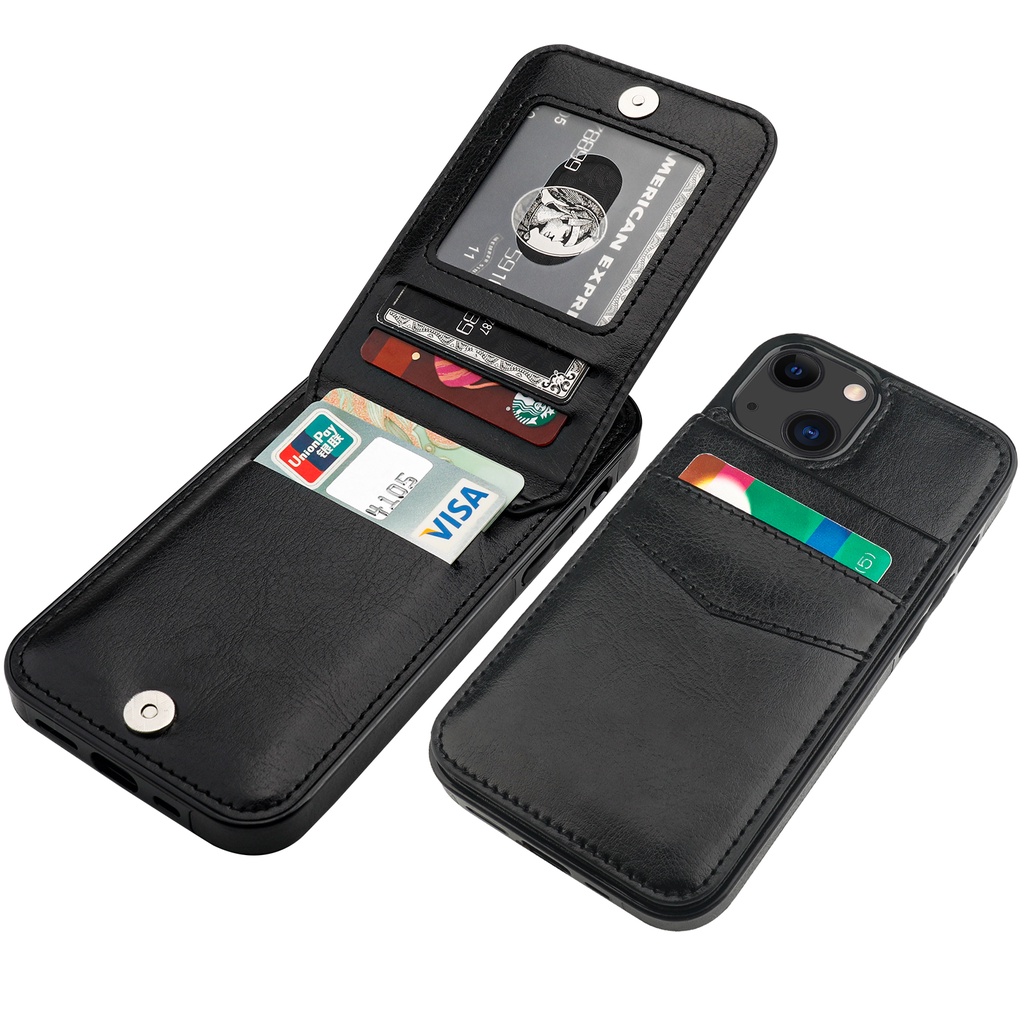Bao Da Điện Thoại Kèm Ngăn Đựng Thẻ Khóa Từ Tính Cho Iphone 13/12/11/Xsmax/Xr/7/8 Plus