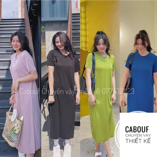 Đầm Suông Dài Cabouf Váy Suông Dáng Dài Cao Cấp Chất Thun Gân Nhiều Màu Freesize Thoải Mái D03