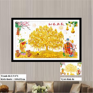Tranh đính đá vinh hoa phú quý lv471 kích thước 100x52cm