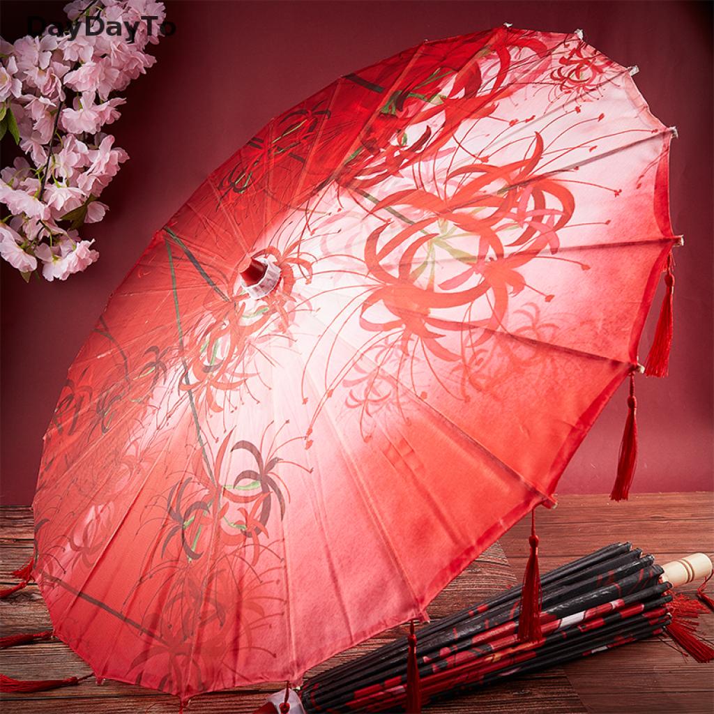 DayDayTo Other shore flower silk cloth lace umbrella photography props tassel umbrella VN