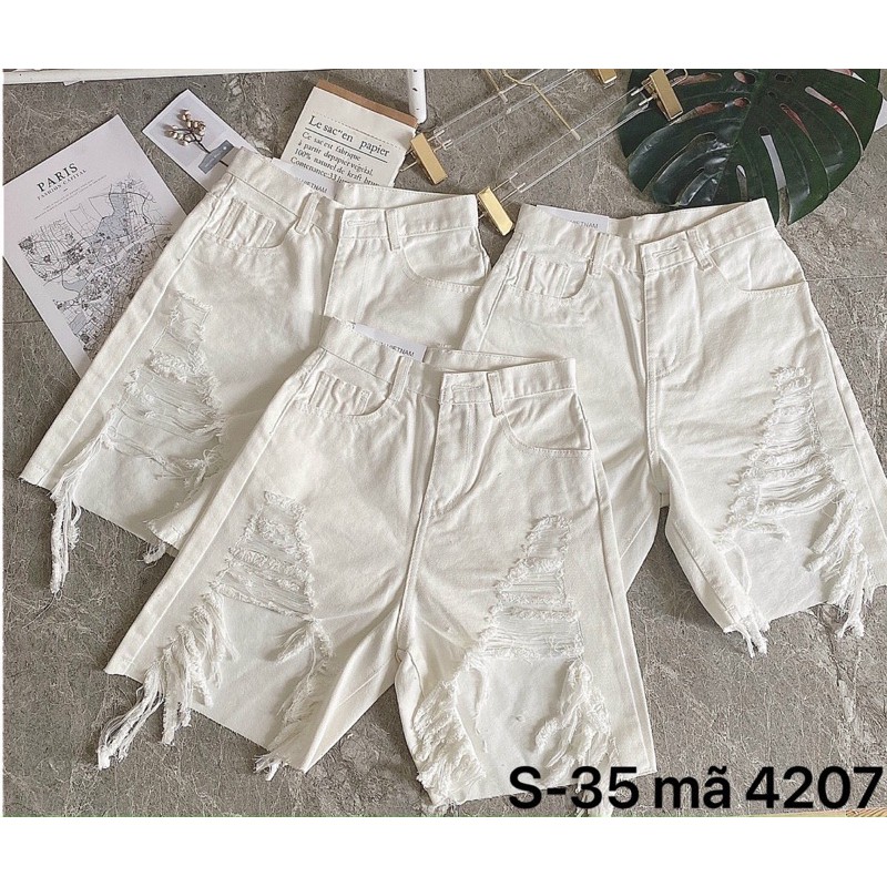 Quần ngố jean rách màu trắng hàng VNXK bigsize từ 40kg đến 80kg Ms4207 thời trang bigsize 2KJean